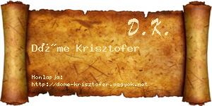 Döme Krisztofer névjegykártya